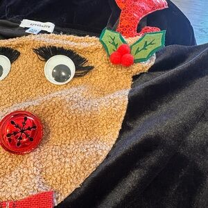 Eyeshadow Festive Reindeer velour jumpsuit with Red Accents